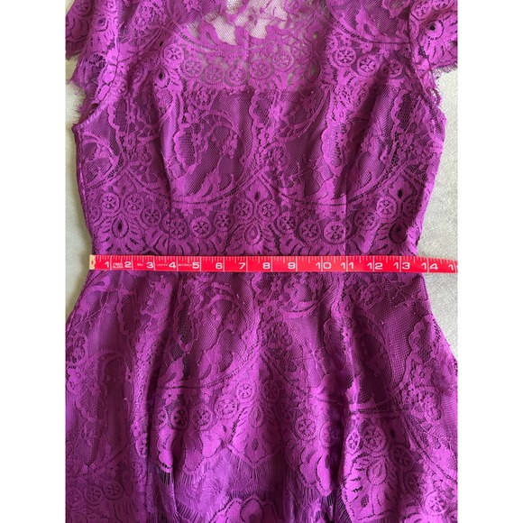 BB Dakota Women's 8 Purple Rhianna Illusions Fit & Flair Open Back Lace Dress - Picture 9 of 11